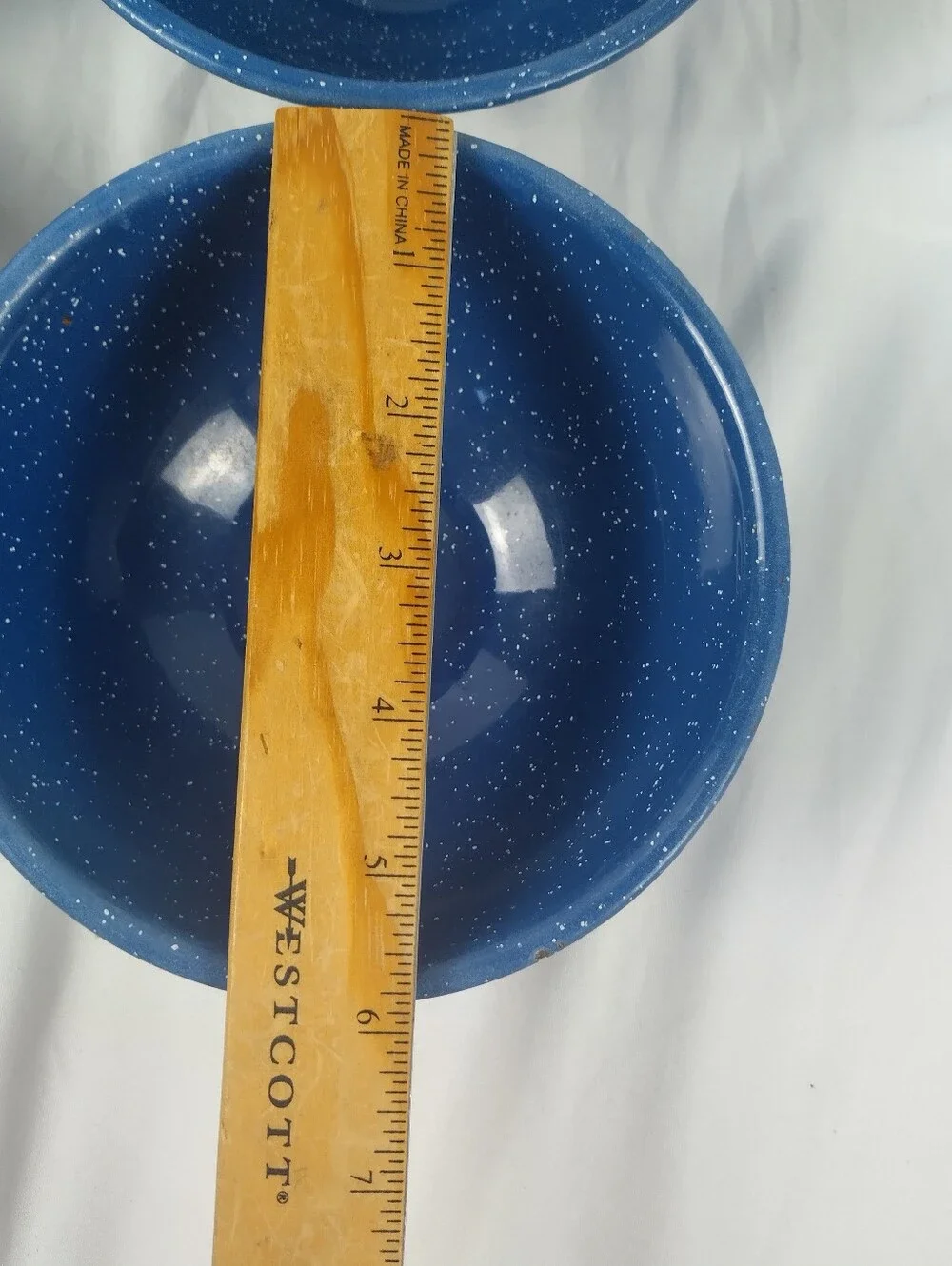 Vintage Blue Speckled Enamel 6” Bowls Set Of 4 Enamelware Camping Cookware